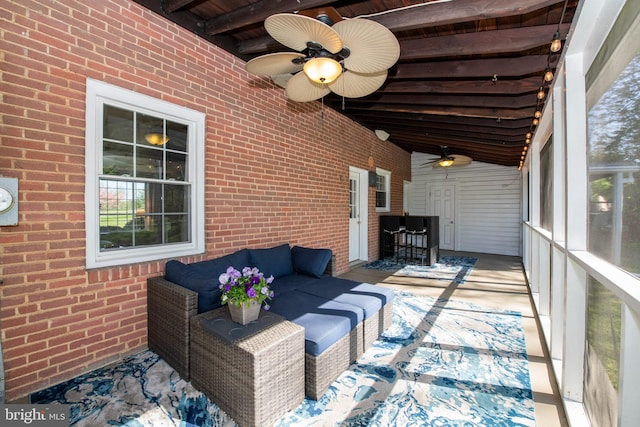 3004 Joshua Rd, Lafayette Hill, PA 19444 - sunroom / solarium featuring ceiling fan, an outdoor living space, and a healthy amount of sunlight