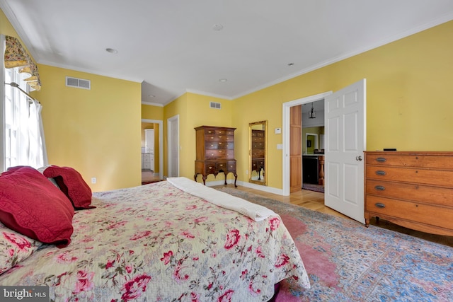 bedroom featuring ornamental molding