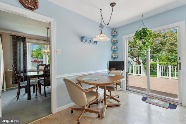 315 Waverly Rd, Southampton, PA 18966 - dining space with a chandelier and baseboards