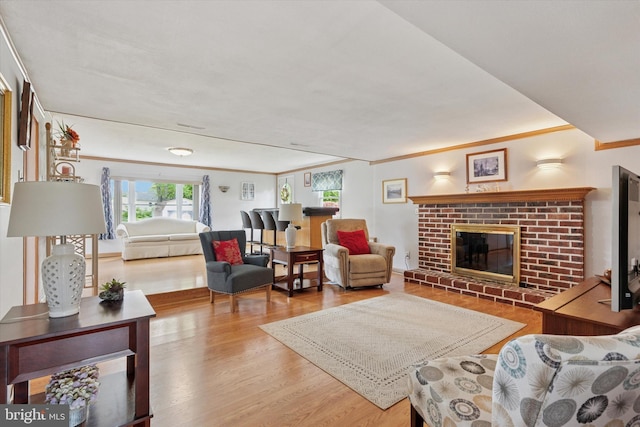 315 Waverly Rd, Southampton, PA 18966 - living area with ornamental molding, wood finished floors, and a fireplace