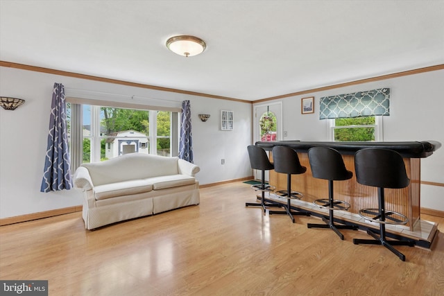 315 Waverly Rd, Southampton, PA 18966 - indoor dry bar featuring crown molding, baseboards, and wood finished floors