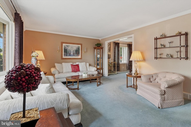 315 Waverly Rd, Southampton, PA 18966 - living area with carpet floors, ornamental molding, and baseboards