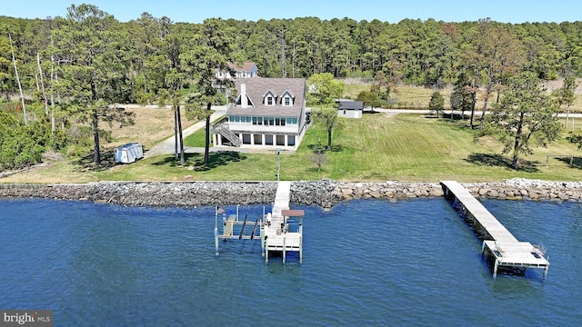 40461 Old Breton Beach Rd, Leonardtown, MD 20650 - aerial view of property and surrounding area featuring a large body of water and a forest