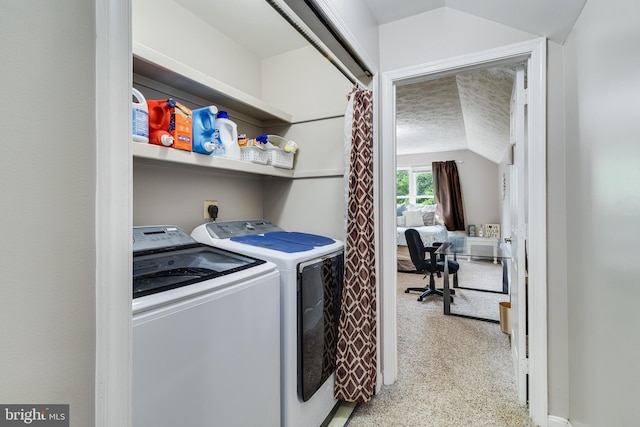 75 NW Dr, Huntingtown, MD 20639 - washroom featuring light colored carpet and washing machine and clothes dryer