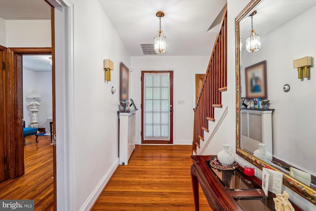 5506 39th Ave, Hyattsville, MD 20781 - foyer featuring wood finished floors, stairs, and baseboards