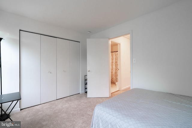 unfurnished bedroom featuring carpet flooring and a closet