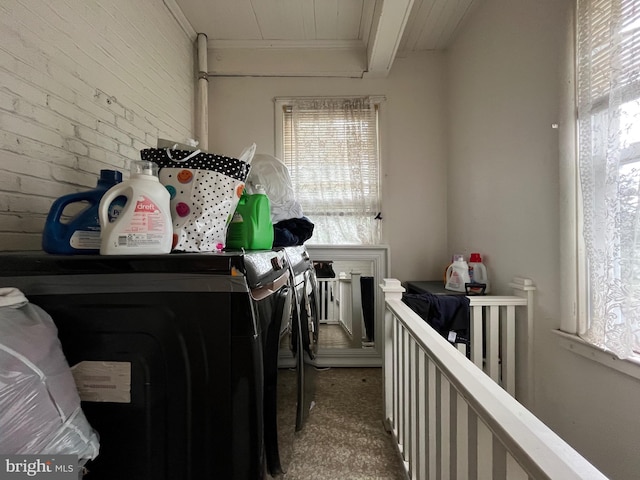 laundry area with laundry area, carpet floors, and independent washer and dryer