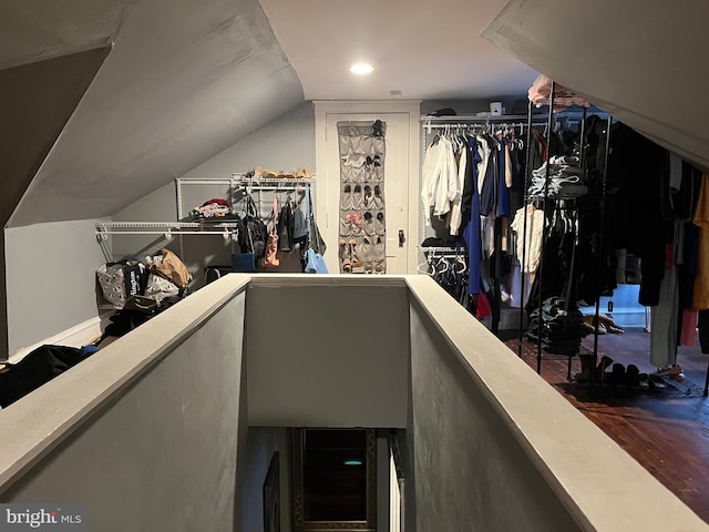 spacious closet with vaulted ceiling