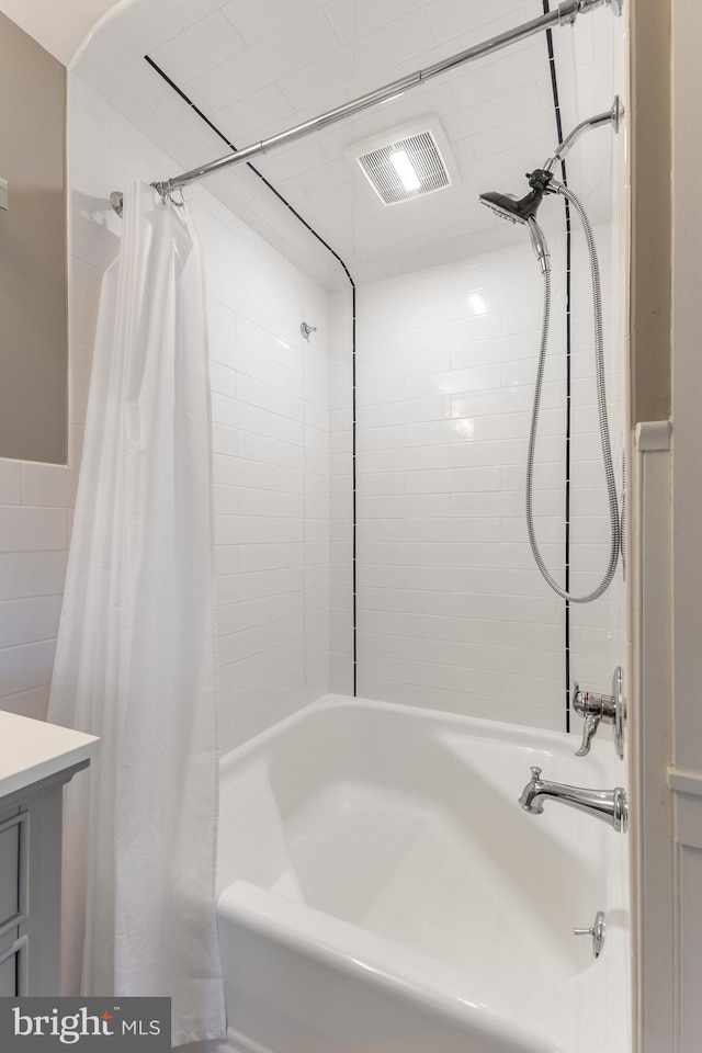465 Hillcrest Ave, State College, PA 16803 - bathroom with visible vents and shower / bath combination with curtain