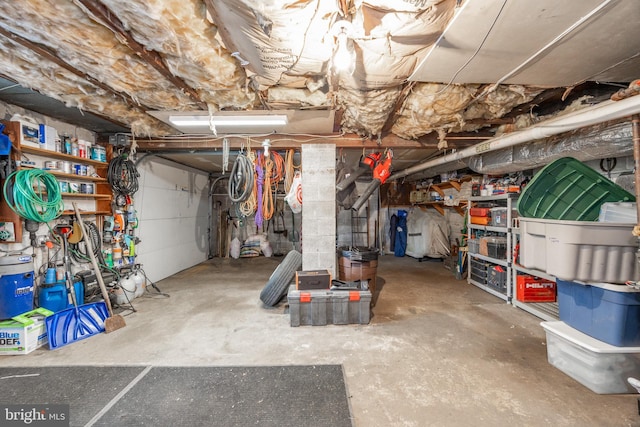 view of unfinished basement