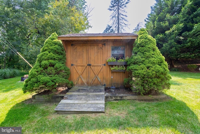 view of shed