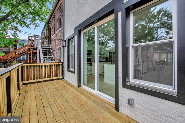 deck featuring stairway