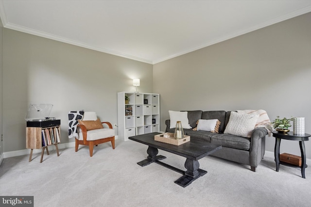 1 Arbor Lea Cir, Doylestown, PA 18901 - carpeted living room featuring crown molding and baseboards