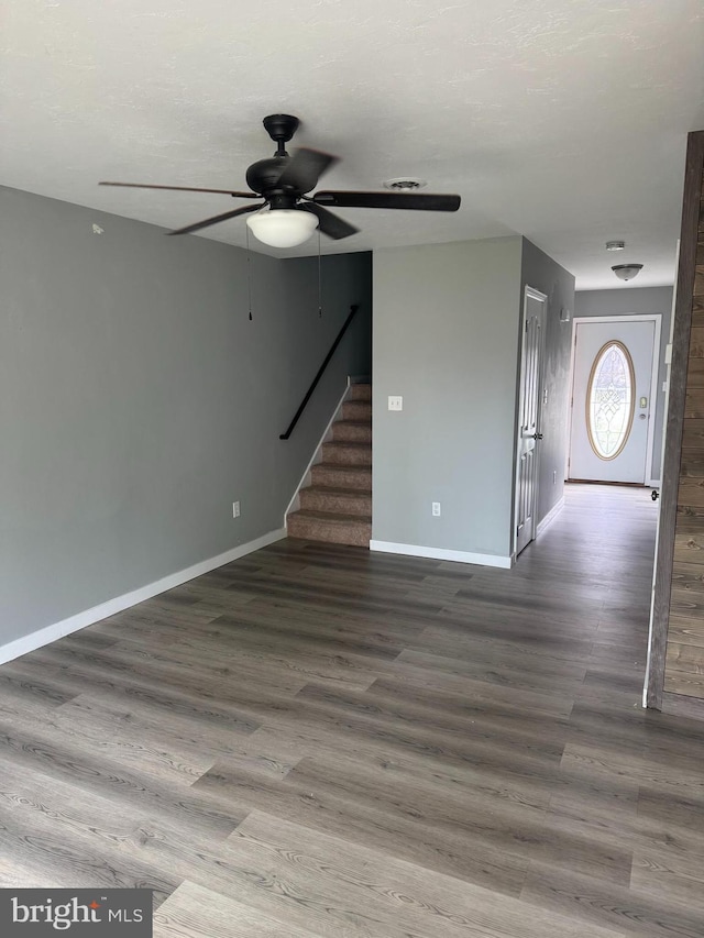 661 Hartman Ave, Hanover, PA 17331 - interior space with baseboards, a ceiling fan, wood finished floors, and stairway