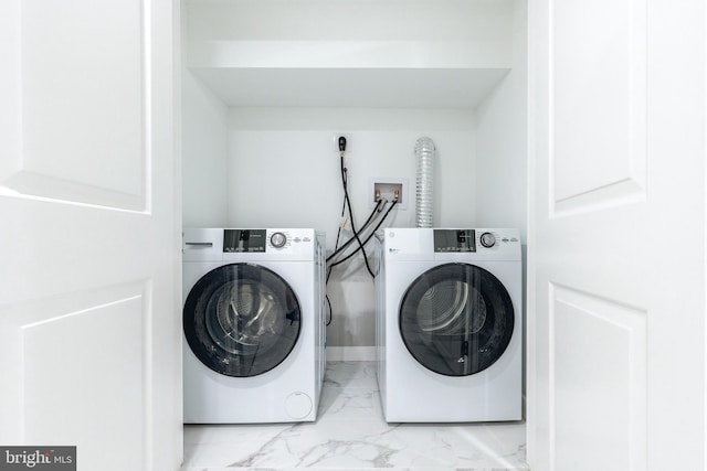 2074 E Birch St, Philadelphia, PA 19134 - washroom with laundry area, washer and clothes dryer, and marble finish floor