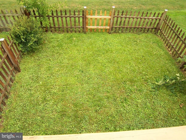view of yard featuring a fenced backyard