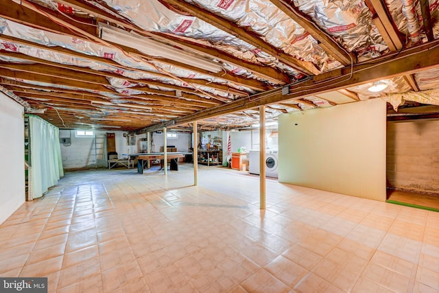 basement with washer / clothes dryer