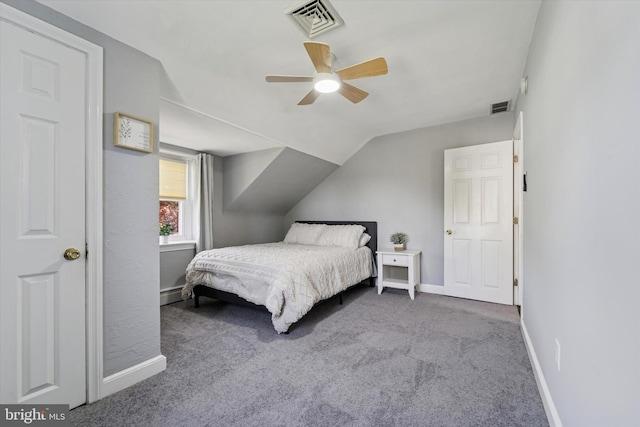 380 Bishop Hollow Rd, Newtown Square, PA 19073 - carpeted bedroom with baseboards, lofted ceiling, and a ceiling fan