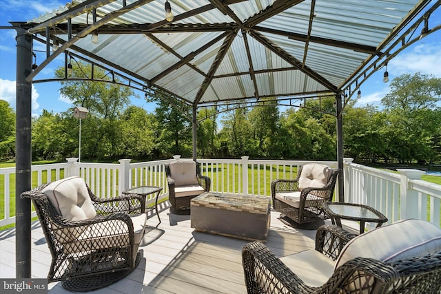 380 Bishop Hollow Rd, Newtown Square, PA 19073 - deck with an outdoor living space and view of wooded area