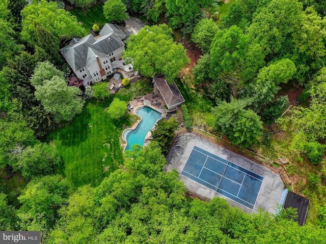 bird's eye view of a pool area