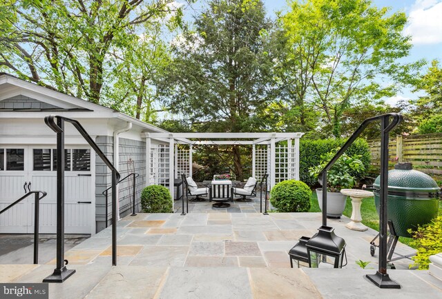 4416 Stanford St, Chevy Chase, MD 20815 - view of patio / terrace with an outdoor living space and a pergola