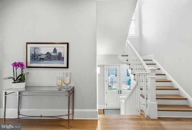 4416 Stanford St, Chevy Chase, MD 20815 - interior space featuring baseboards, wood finished floors, and stairway