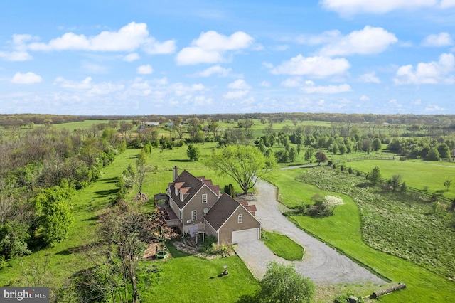 drone / aerial view featuring a rural view