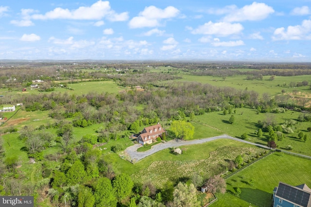 bird's eye view with a rural view