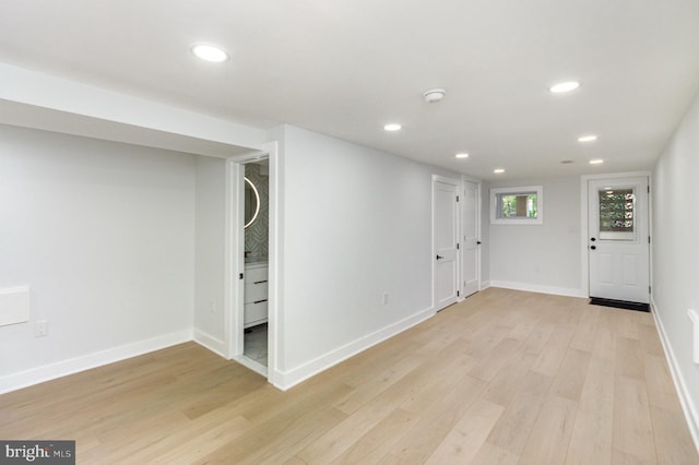 407 16th St SE, Washington, DC 20003 - basement with light wood-type flooring, recessed lighting, and baseboards