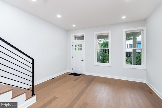 407 16th St SE, Washington, DC 20003 - entryway featuring stairs, wood finished floors, baseboards, and recessed lighting