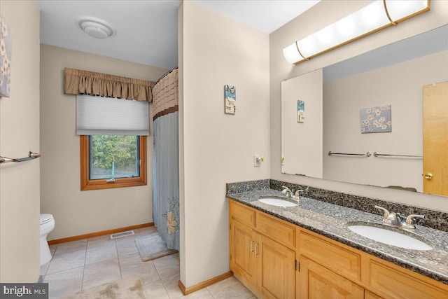 8 Winchester Ct, Tabernacle, NJ 08088 - bathroom featuring toilet, double vanity, baseboards, and tile patterned flooring