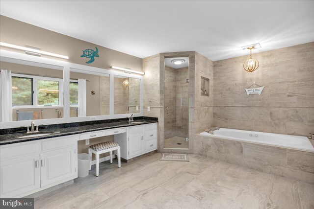 8 Winchester Ct, Tabernacle, NJ 08088 - full bath with double vanity, a garden tub, and a stall shower