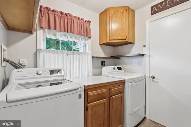 laundry area with washing machine and clothes dryer and cabinet space