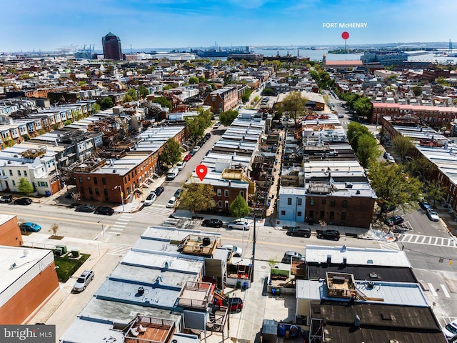 aerial view with a city view