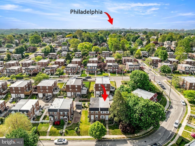 drone / aerial view featuring a residential view