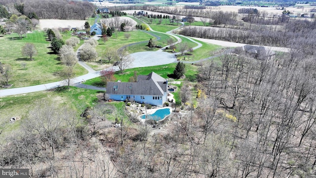 bird's eye view featuring a rural view