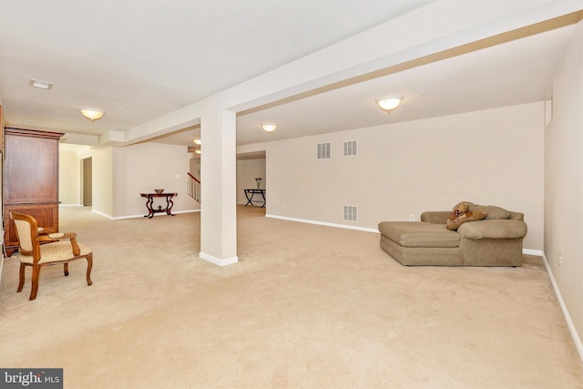 9743 Wyndham Dr, Frederick, MD 21704 - sitting room featuring light carpet, baseboards, and stairs