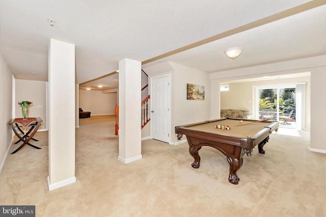 9743 Wyndham Dr, Frederick, MD 21704 - game room with light carpet, billiards, and baseboards