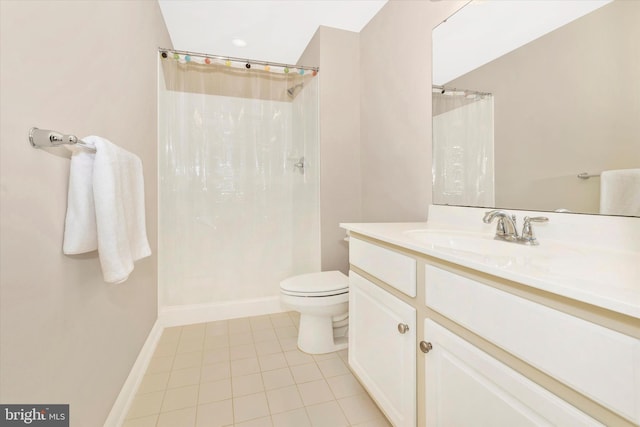 9743 Wyndham Dr, Frederick, MD 21704 - bathroom with tile patterned floors, curtained shower, toilet, and vanity