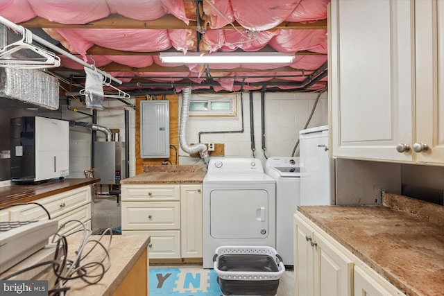 laundry room with separate washer and dryer, electric panel, and cabinet space