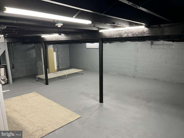 view of unfinished basement