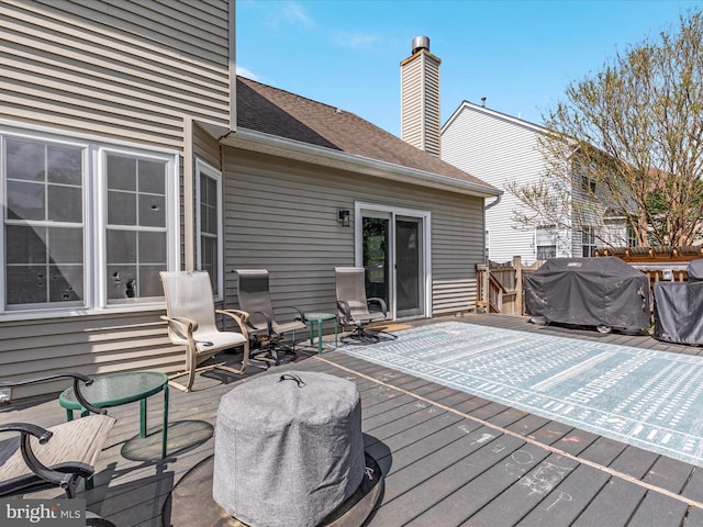 deck with a grill
