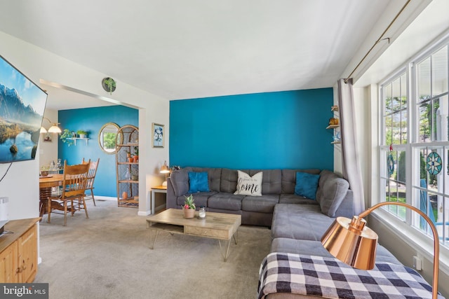 view of carpeted living area