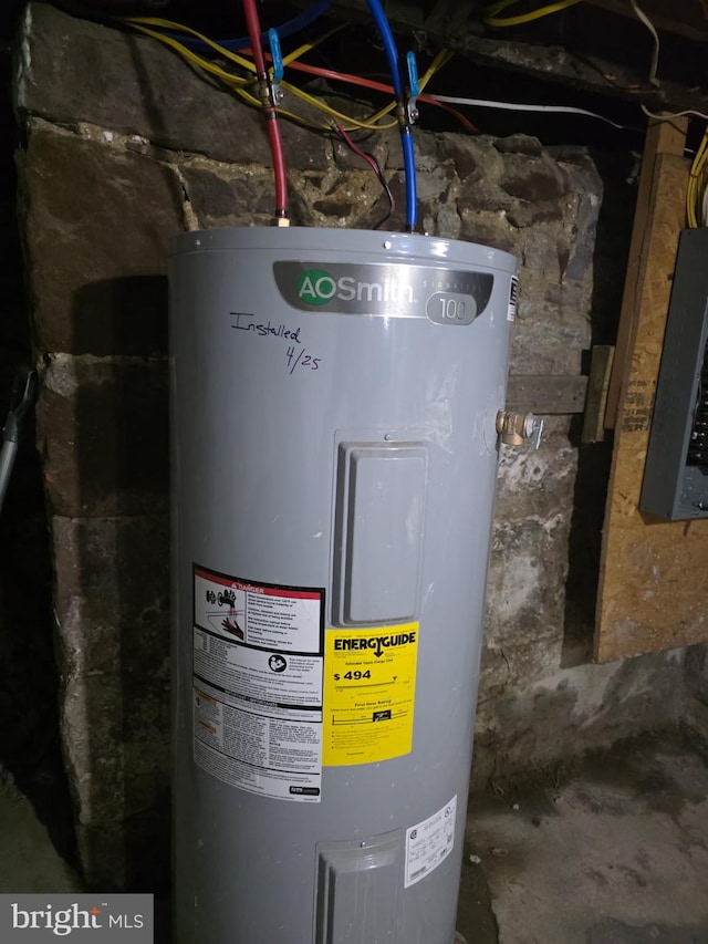 utilities with electric panel and electric water heater