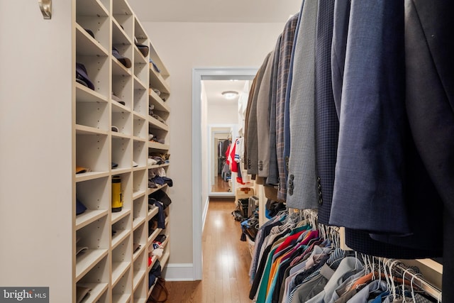 spacious closet featuring wood finished floors