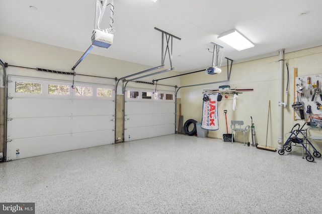 garage with a garage door opener