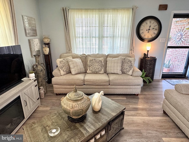living area with light wood-type flooring