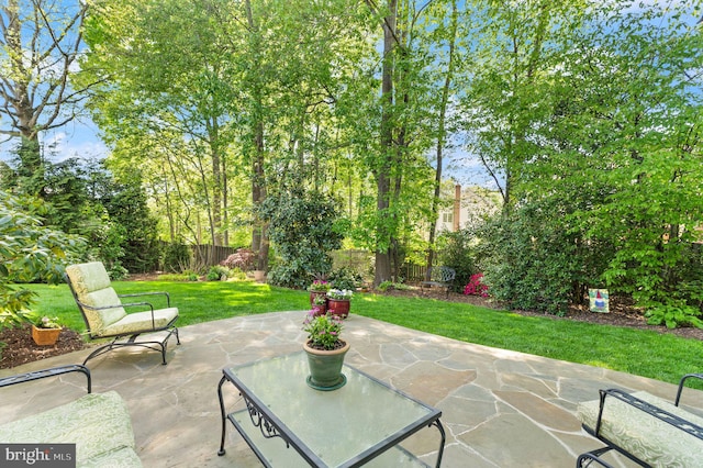 view of patio with a fenced backyard