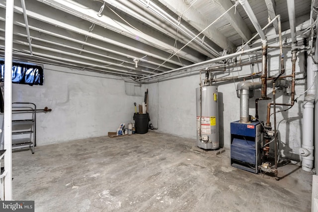 unfinished below grade area with gas water heater