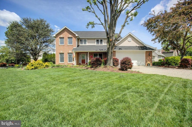 8 Roger Ave, Shippensburg, PA 17257 - view of front of home featuring brick siding, driveway, an attached garage, and a front lawn